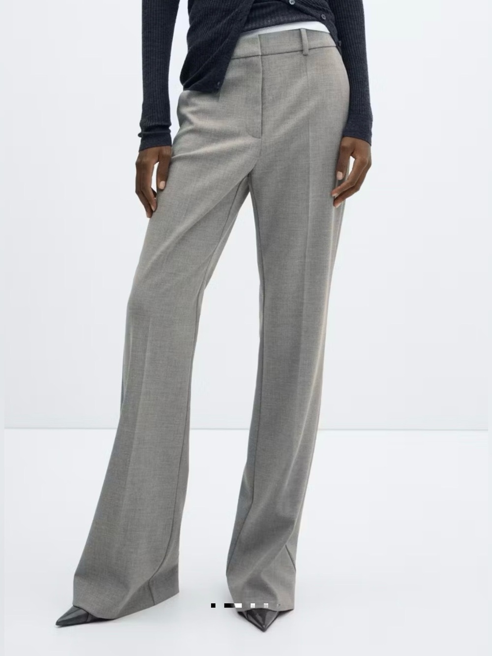 Mango Wide-Leg Gray Dress Trousers